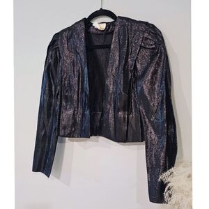 Sparkling Vintage California New Times Black Puffy Sleeve Cropped Jacket Blazer